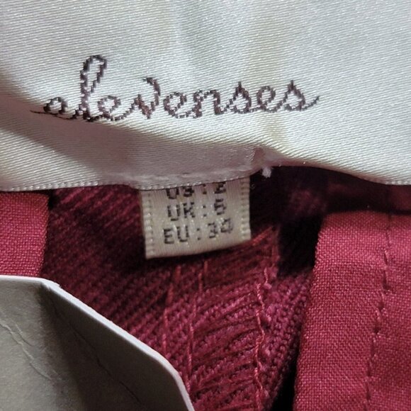 Anthro Elevenses Cranberry Red Flare Leg Brighton Button Accent Pants NWT Sz 2 - Picture 6 of 13